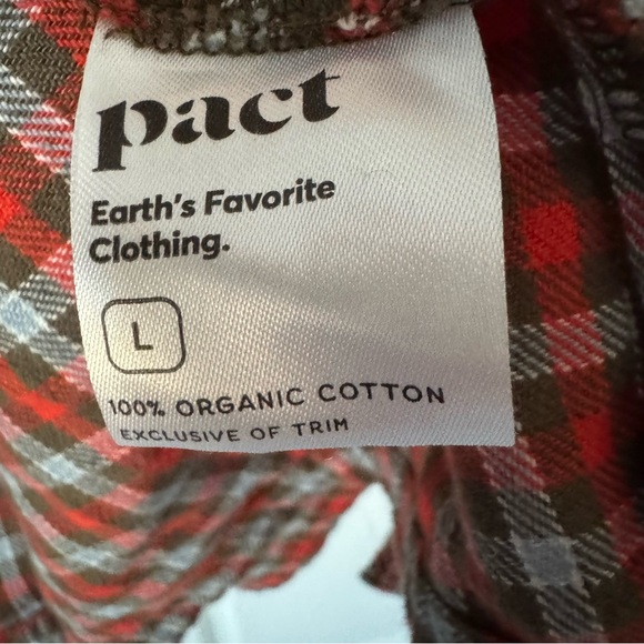 Pact Organic Cotton Robe Large Red Pockets Plaid Long Sleeve Belted Knee Length - Picture 15 of 16